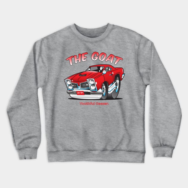 The Goat Cartoon Car Toon Crewneck Sweatshirt by YouthfulGeezer